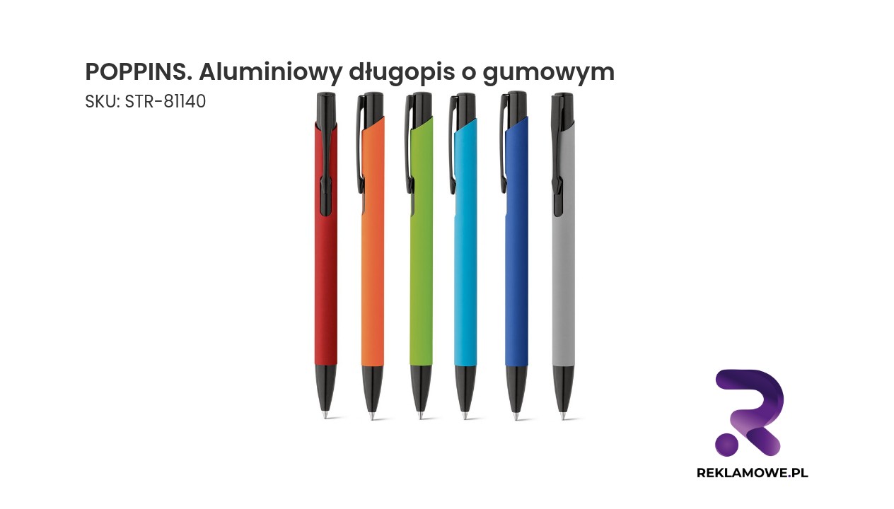 Aluminiowy długopis POPPINS z gumowym uchwytem