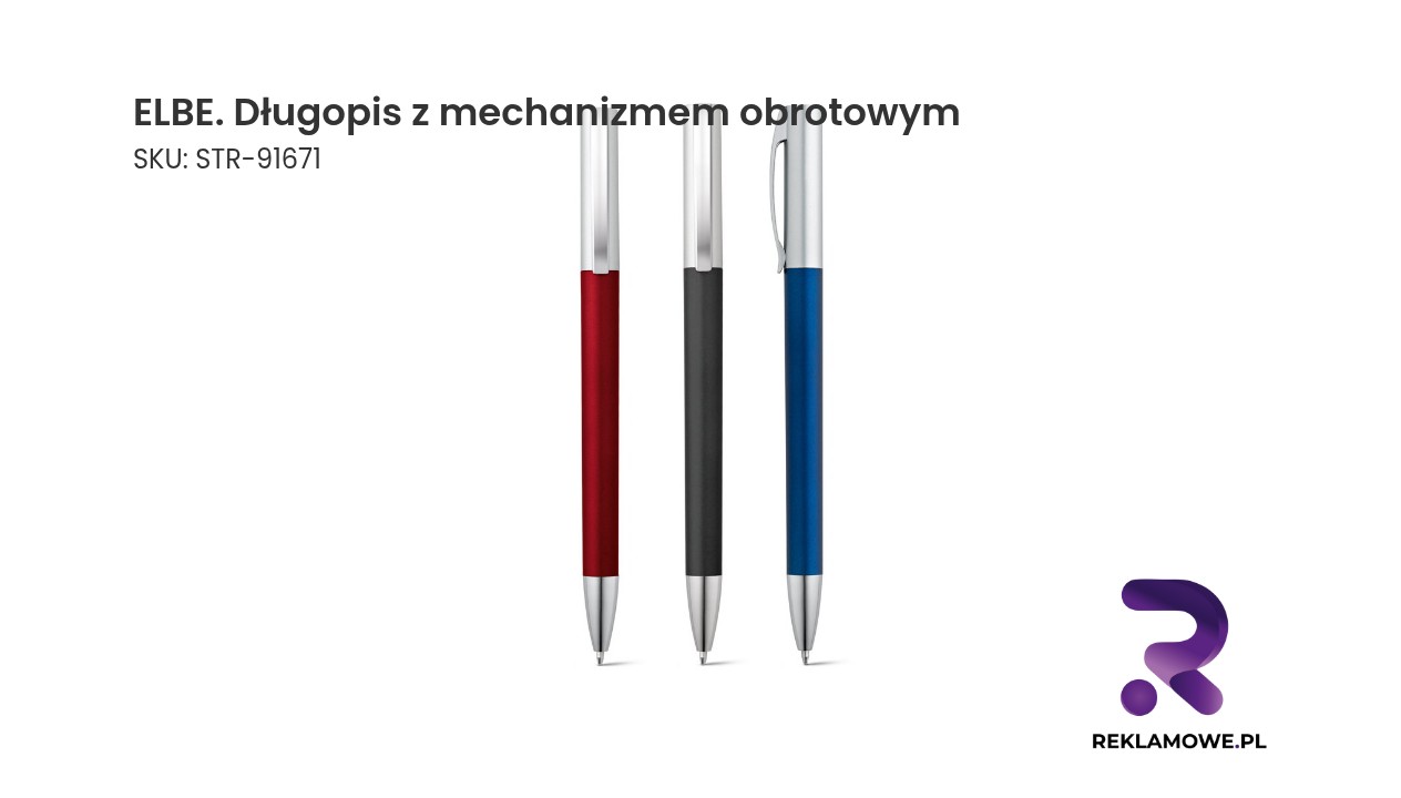 ELBE. Długopis z mechanizmem obrotowym, metalowy klips ELBE długopis z mechanizmem obrotowym