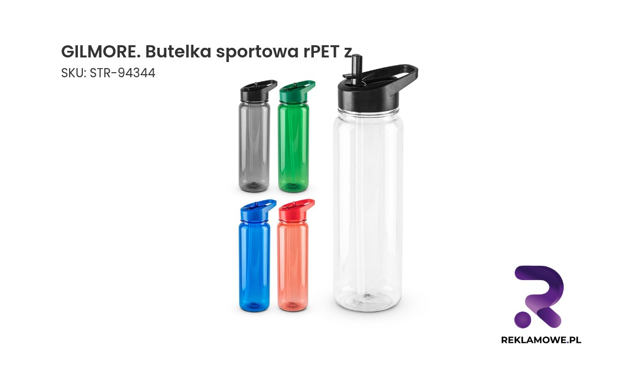 GILMORE. Butelka sportowa rPET z błyszczącym, półprzezroczystym wykończeniem 750 ml GILMORE butelka sportowa z rPET