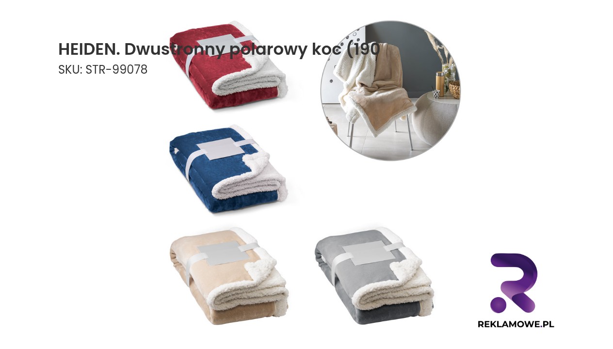 HEIDEN dwustronny polarowy koc 190 cm - miękki i ciepły koc do domu i podróży