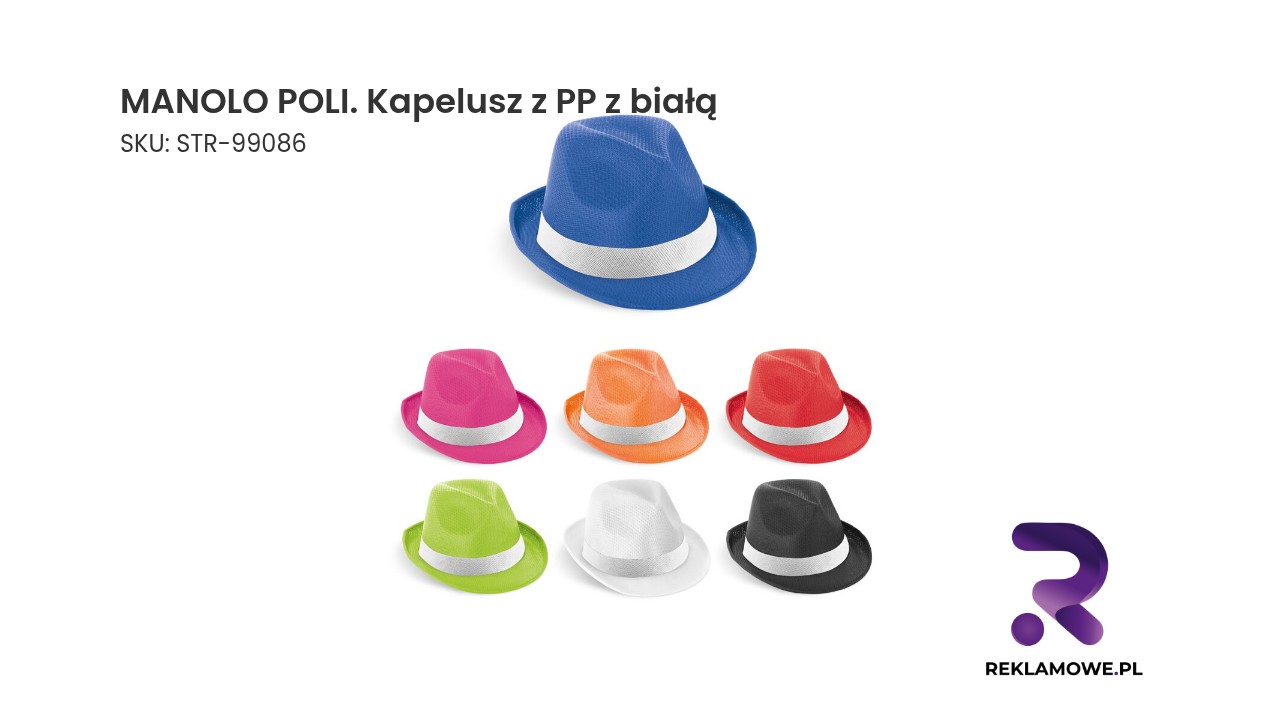 MANOLO POLI kapelusz z PP z białą wstążką