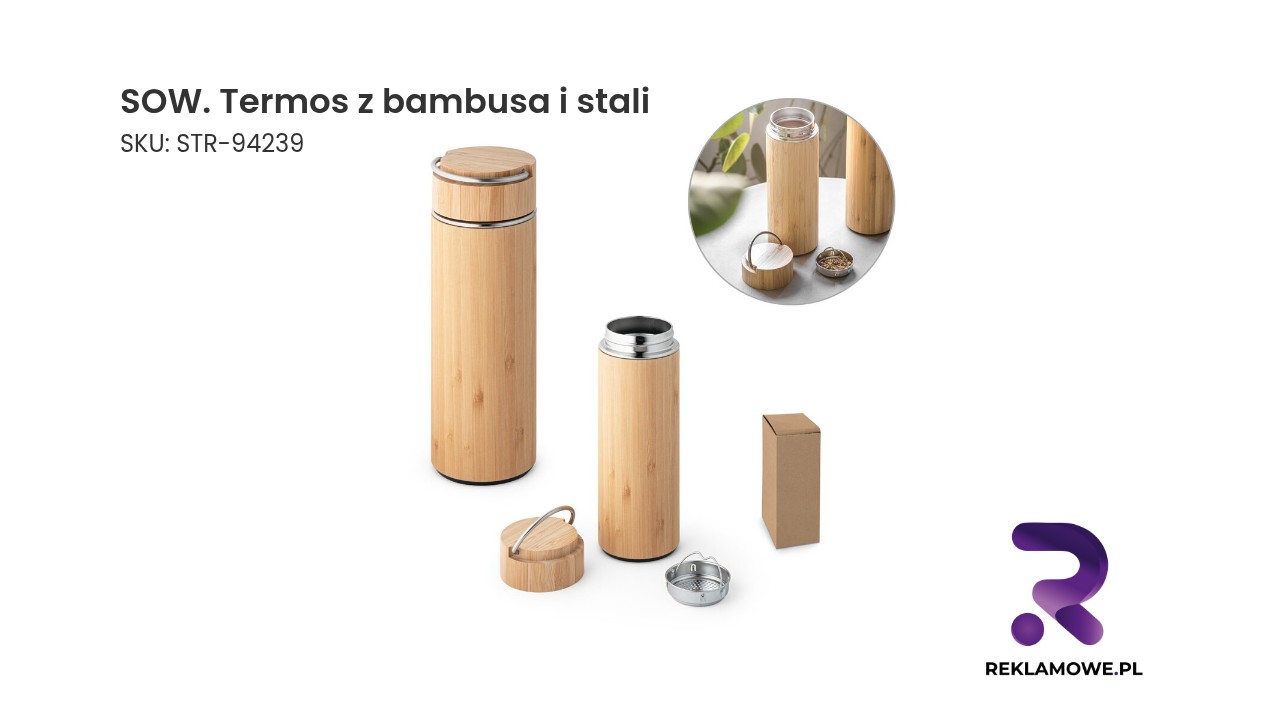 SOW. Termos z bambusa i stali nierdzewnej 440 ml SOW termos z bambusa i stali nierdzewnej